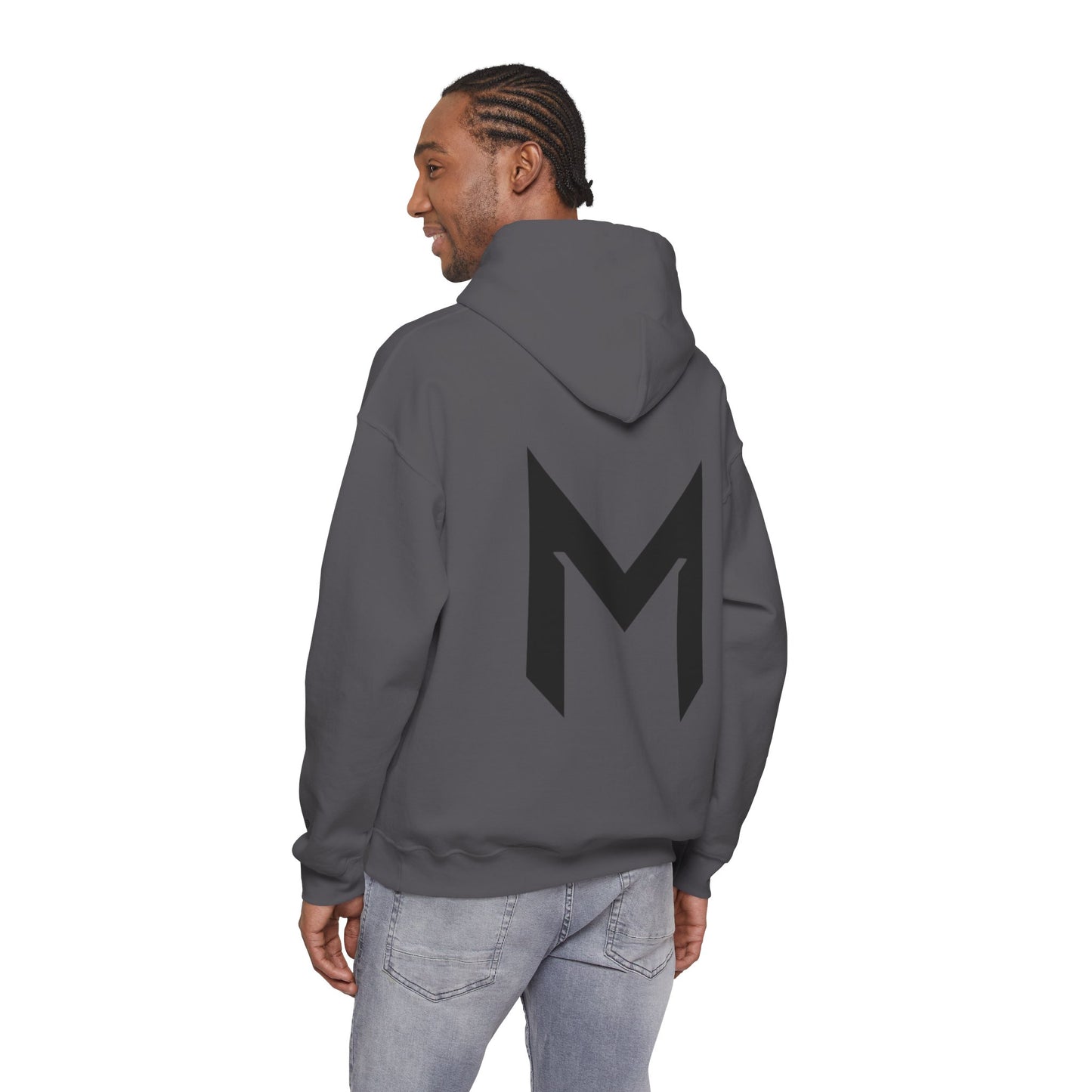 Minimal M Logo Hoodie - Modern Monogram Streetwear Pullover
