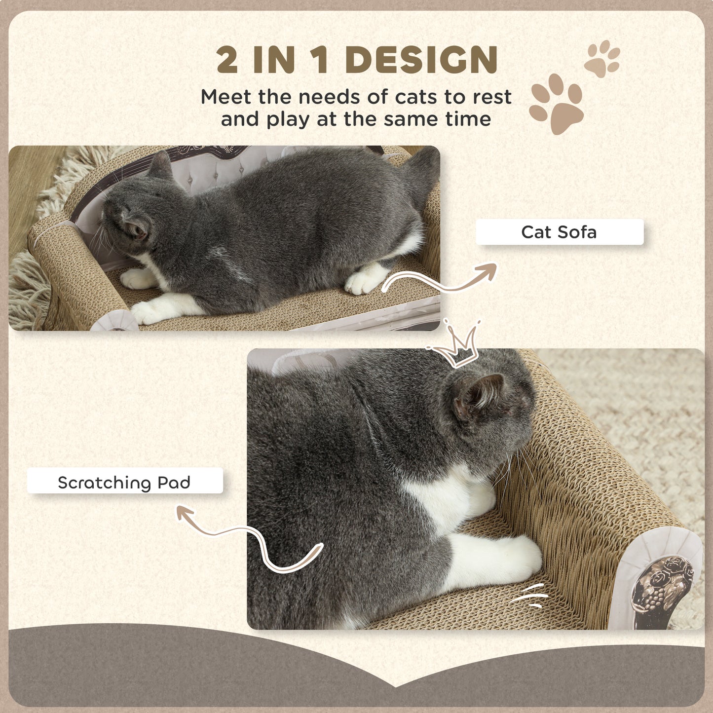 PawHut Cat Scratching Board with Organic Catnip for Indoor Cats, Brown