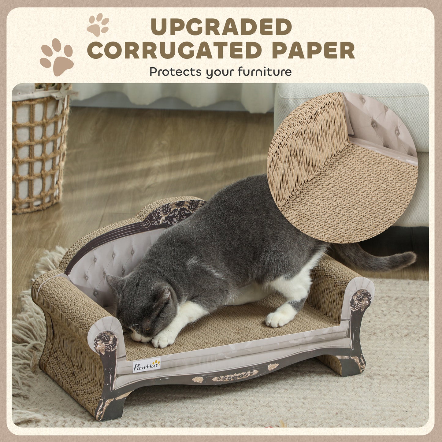 PawHut Cat Scratching Board with Organic Catnip for Indoor Cats, Brown