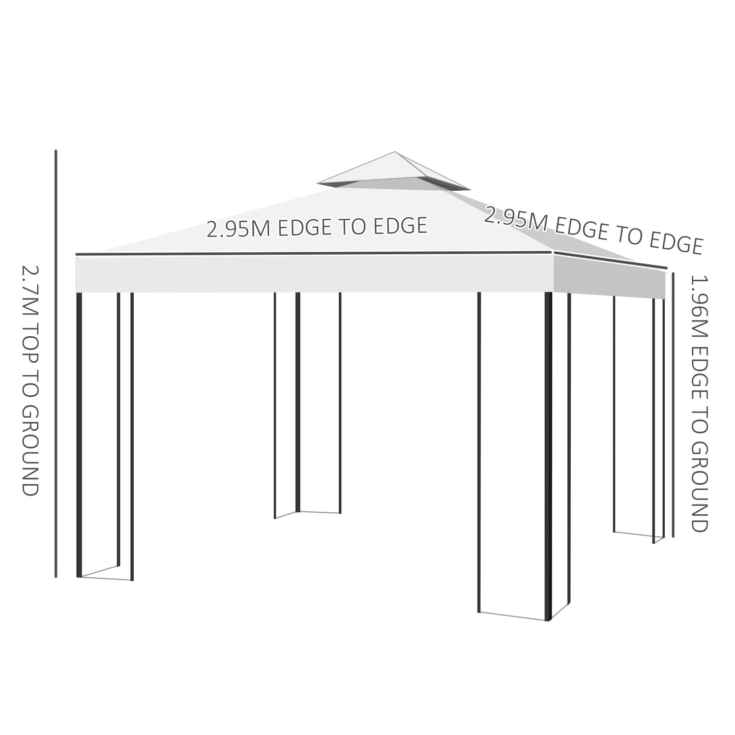 3m x 3m Vented Roof Metal Frame Garden Gazebo Cream