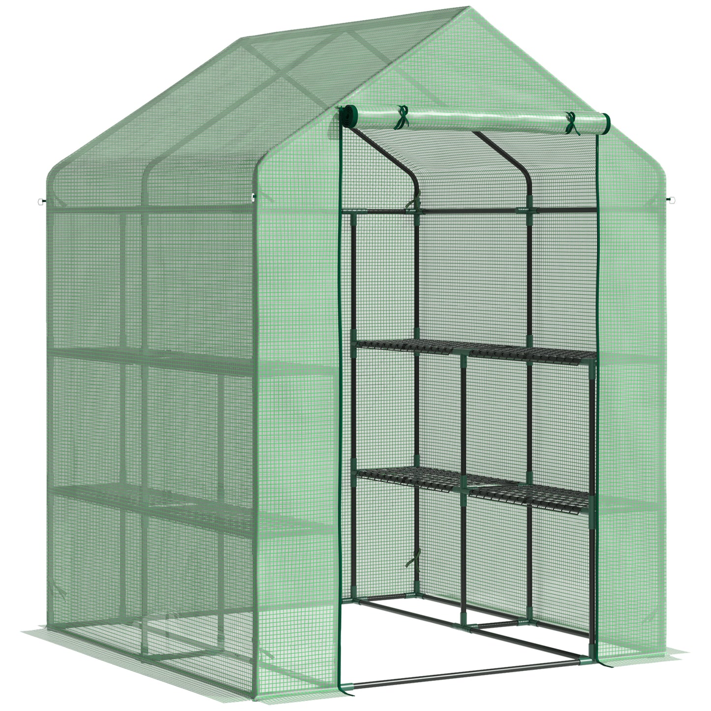 Walk in Garden Greenhouse Outdoor Grow House Shelves, 143x138x190cm Outsunny