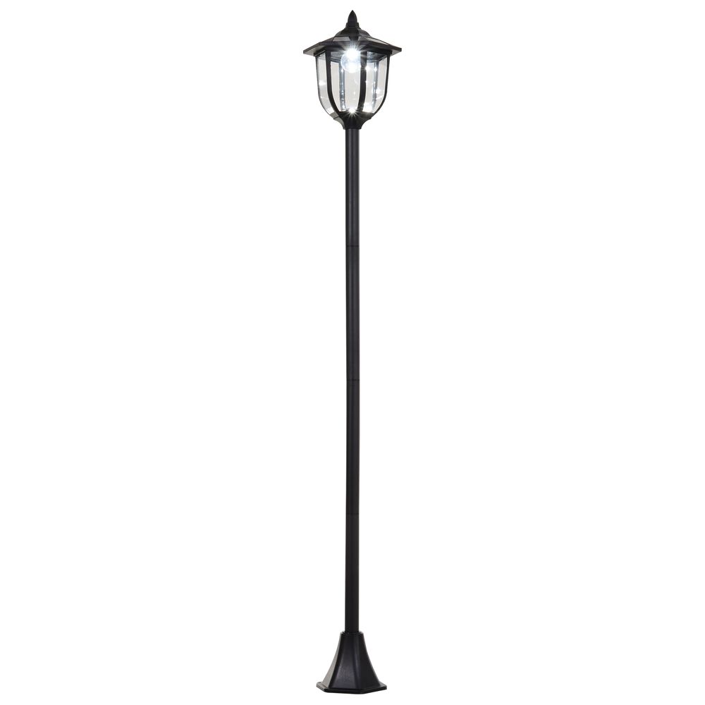 1.77m Tall Free-Standing ABS Garden Solar LED Lamp Post Black