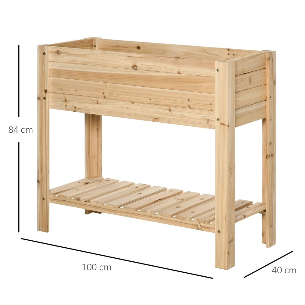Wooden Raised Plant Stand Tall Flower Bed Box with Clapboard 100x40x84cm