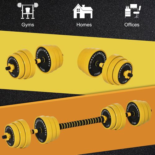 25KG Barbell & Dumbbell Set Fitness Exercise Home Gym Plate Bar HOMCOM