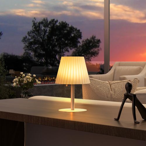 Outsunny Outdoor Table Lamp with Solar and USB Charge, Cordless, Auto Switch