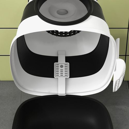 PawHut Foldable Cat Litter Tray Hooded Cat Litter Box w/ High Side, Black