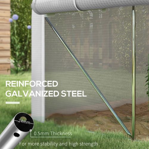 3 x 2m Polytunnel Greenhouse with Roll Up Sidewalls, Mesh Door, Plant Labels