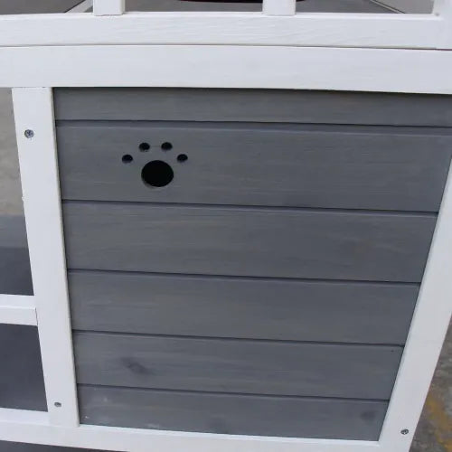Cat House 3-Tier Waterproof Paint w/ Tilted Roof Bottom Tray Elevated Base