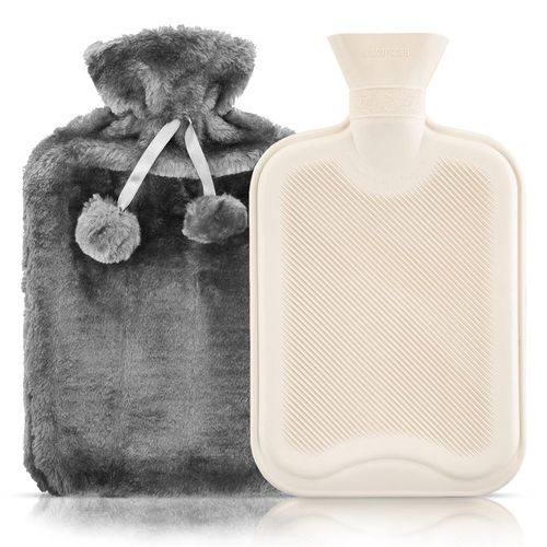 ASAB Fluffy Pom Pom Hot Water Bottle 2L - GREY