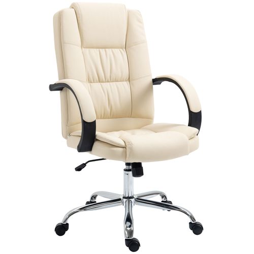PU Leather Executive Office Chair High Back Height Adjustable Desk Chair, Beige