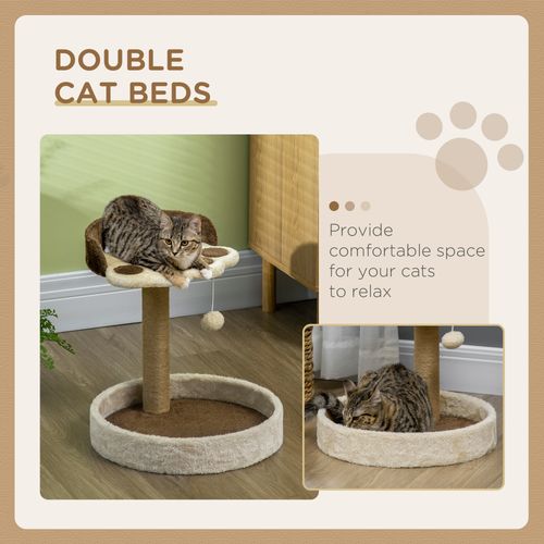 44cm Cat Tower with Jute Cat Scratching Post, Cat Claw Shape, Brown