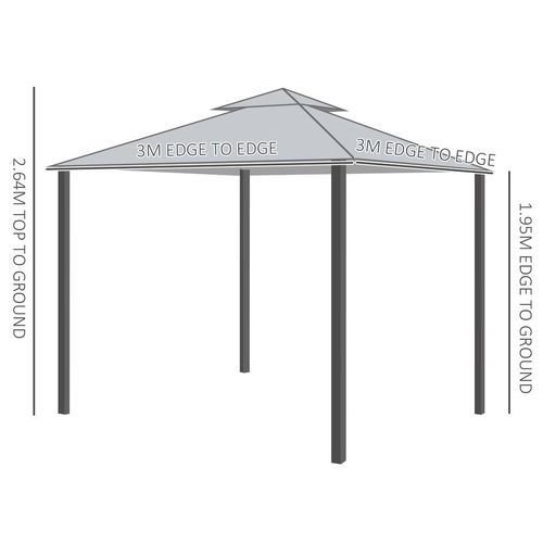 3x3(m) Outdoor Patio Gazebo Steel Canopy Tent Pavilion 2-Tier Roof Top