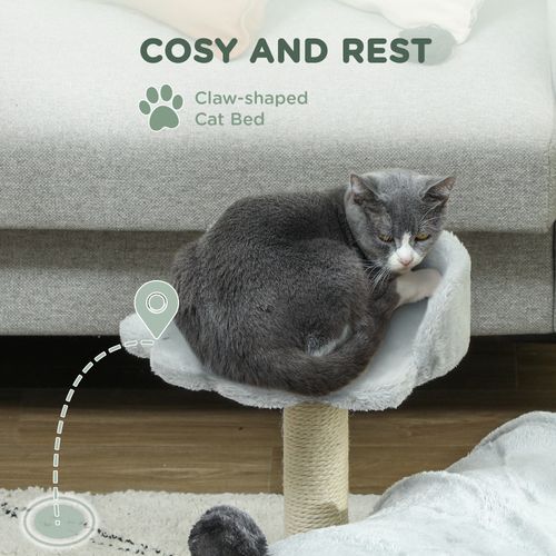 PawHut Cat Tree w/ Scratching Post, Bed, Cat Tunnel, Toy Ball, Grey