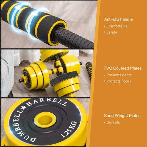 25KG Barbell & Dumbbell Set Fitness Exercise Home Gym Plate Bar HOMCOM