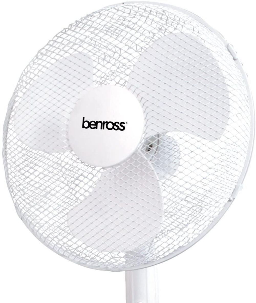 Benross 16 inch 3-Speed Stand Fan Oscillating and Tilting Head White