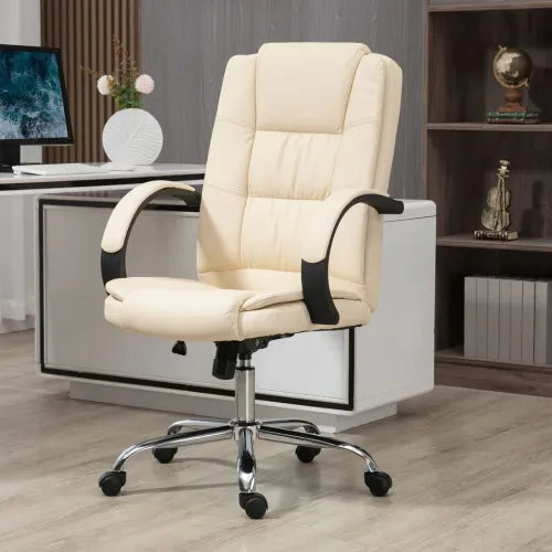 PU Leather Executive Office Chair High Back Height Adjustable Desk Chair, Beige