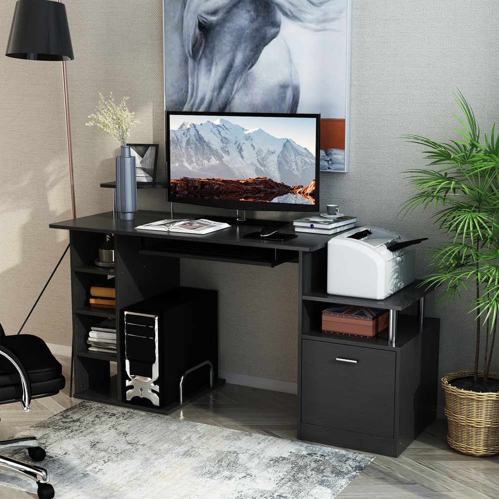 Wood Computer Desk Laptop Workstation Drawer Shelf for Home Office HOMCOM