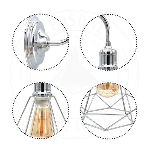 Modern Industrial Wall Sconce Light Swan Neck Arm Chrome Wall Lamp Shade with E27 Holder Fitting.