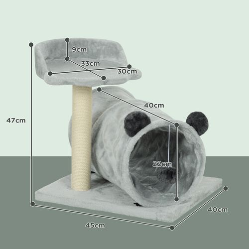 PawHut Cat Tree w/ Scratching Post, Bed, Cat Tunnel, Toy Ball, Grey