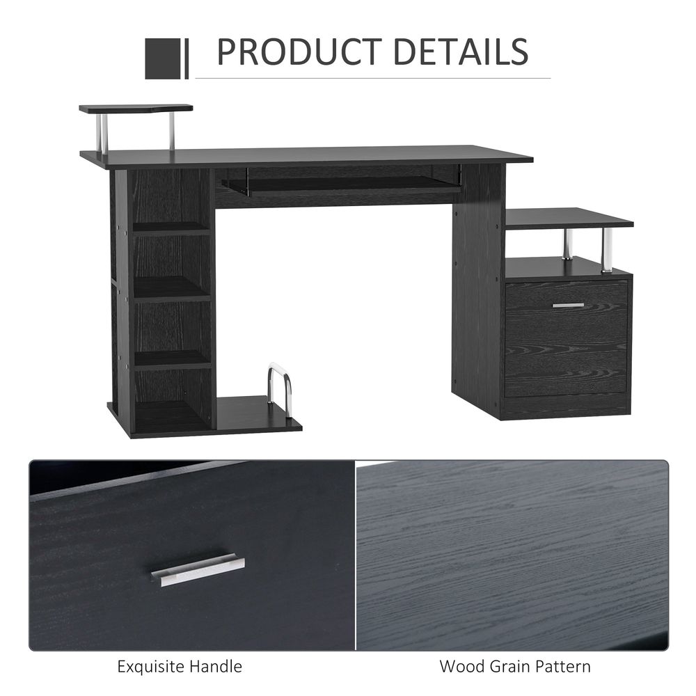 Wood Computer Desk Laptop Workstation Drawer Shelf for Home Office HOMCOM