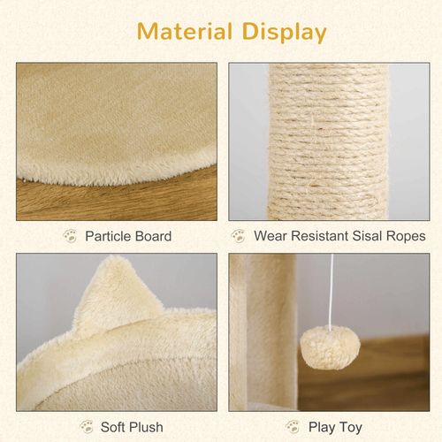 3-Tier Deluxe Cat Activity Tree Scratching Posts Kitten Beige Pawhut