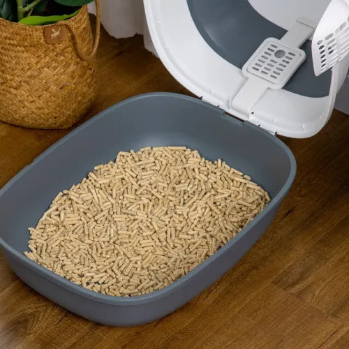 Cat Litter Tray with Lid, Hooded Cat Litter Box w/ High Side, Deodorant, Scoop