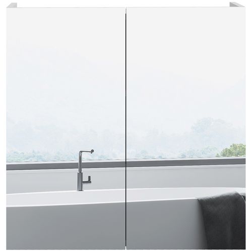 kleankin Wall Mounted Bathroom Storage Cupboard W/ Mirror and Shelf, White