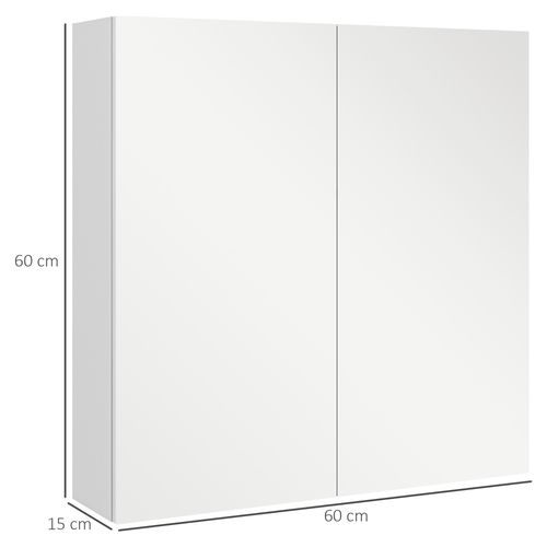 kleankin Wall Mounted Bathroom Storage Cupboard W/ Mirror and Shelf, White