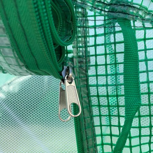 Walk-in Garden Greenhouse Zippered Roll Up Door & 6 Windows, 3.5 x 3 x 2m, Green