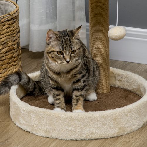 44cm Cat Tower with Jute Cat Scratching Post, Cat Claw Shape, Brown