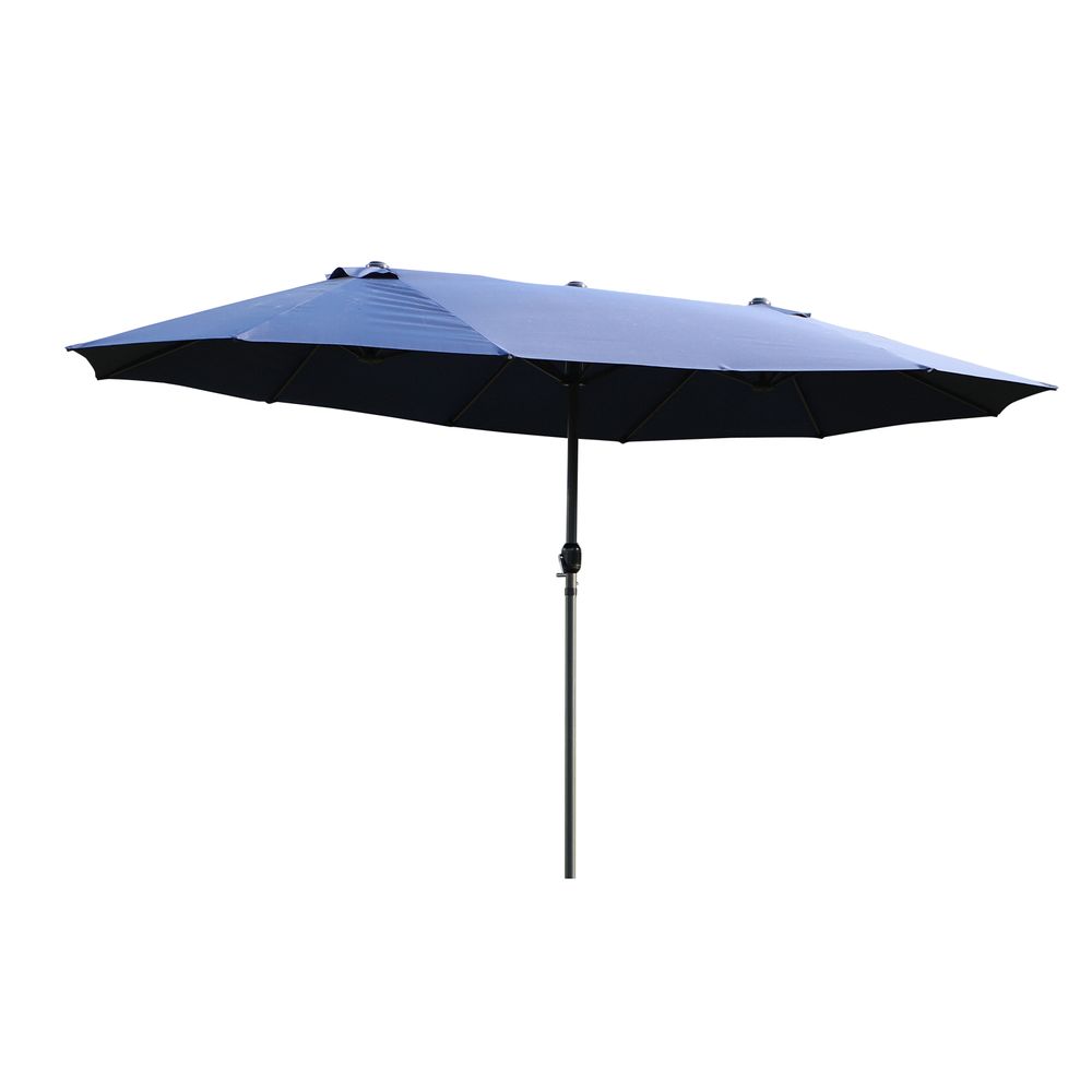 Sun Umbrella Canopy Double-sided Crank Sun Shade Shelter 4.6M Blue