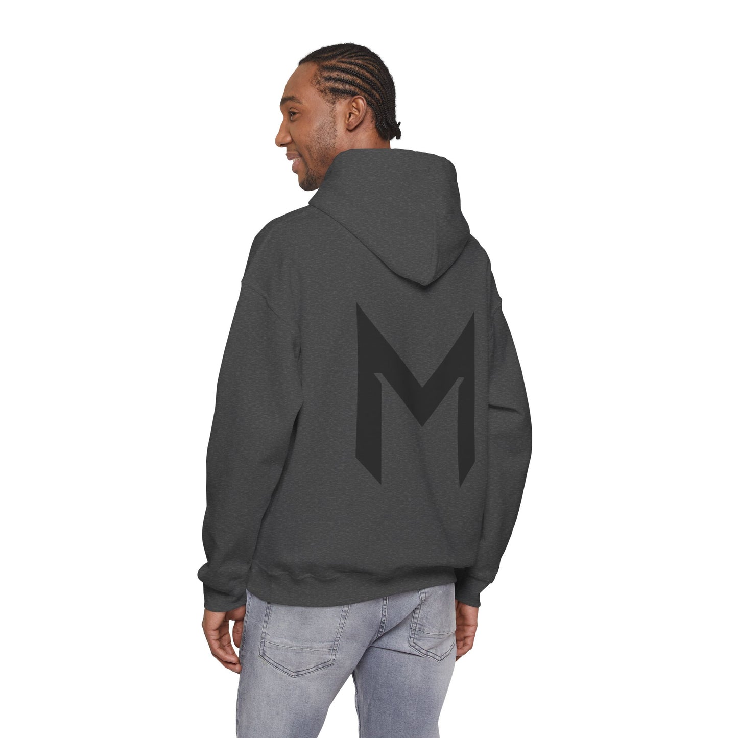 Minimal M Logo Hoodie - Modern Monogram Streetwear Pullover
