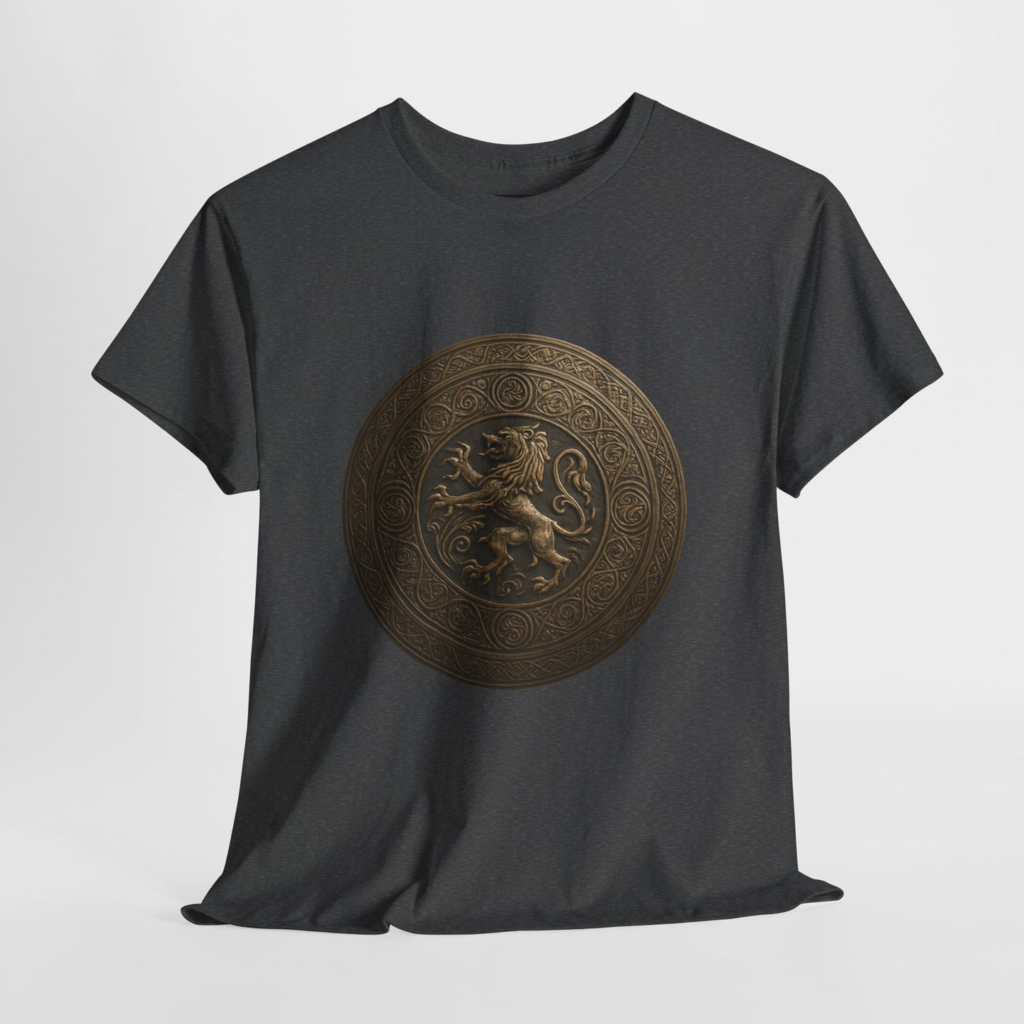Vintage Lion Emblem Unisex Heavy Cotton Tee | Casual T-Shirt, Gift for Him/Her, Graphic Tee, Everyday Wear, Unique Style