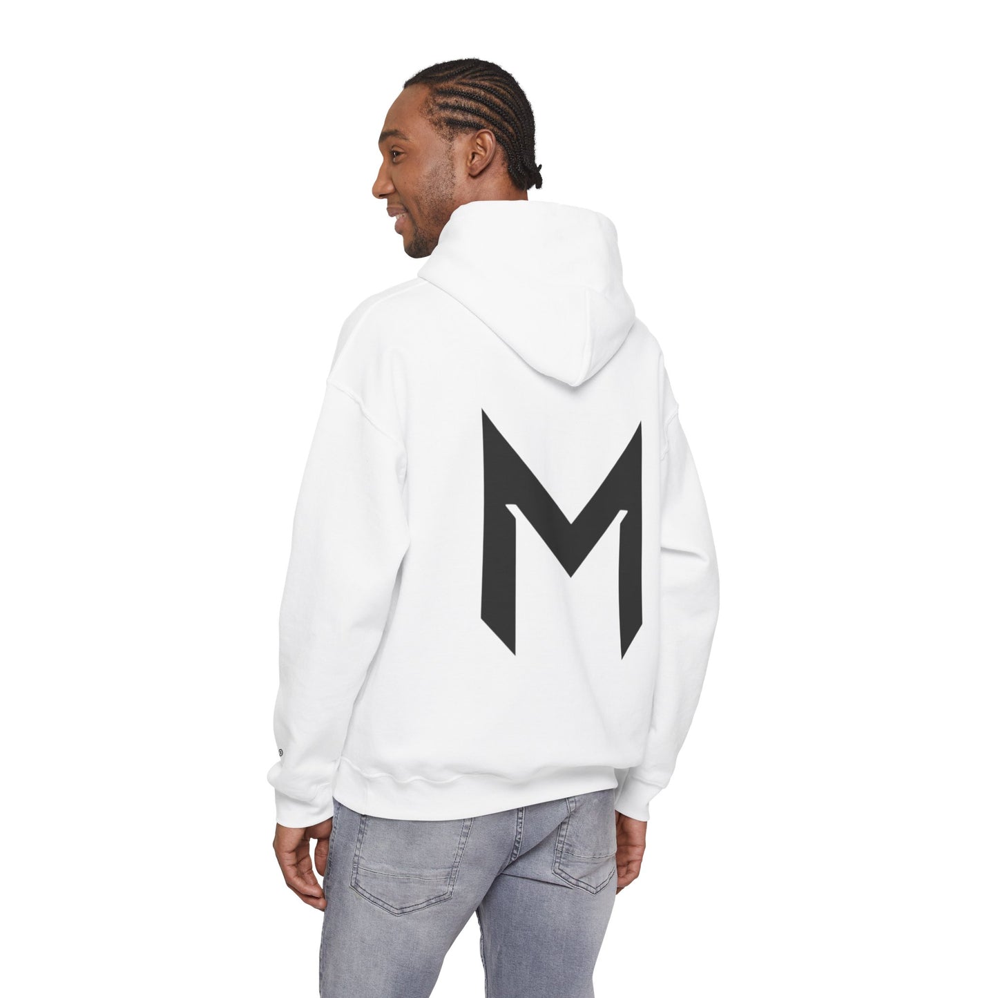 Minimal M Logo Hoodie - Modern Monogram Streetwear Pullover