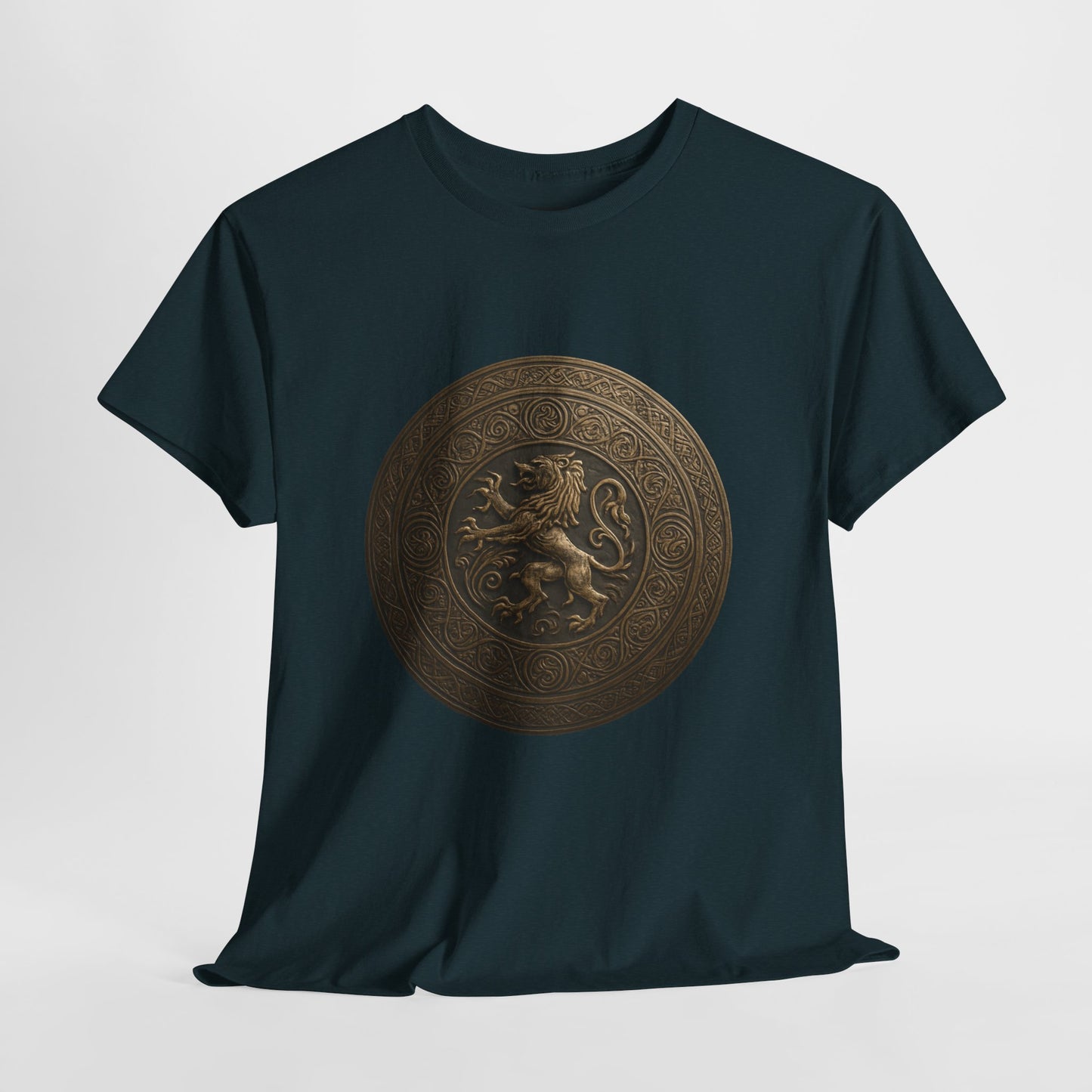Vintage Lion Emblem Unisex Heavy Cotton Tee | Casual T-Shirt, Gift for Him/Her, Graphic Tee, Everyday Wear, Unique Style