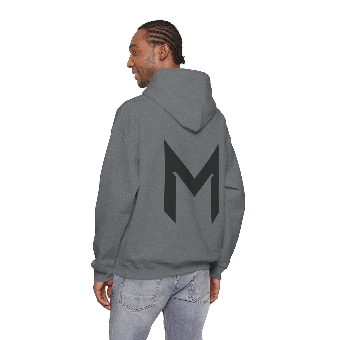 Minimal M Logo Hoodie - Modern Monogram Streetwear Pullover