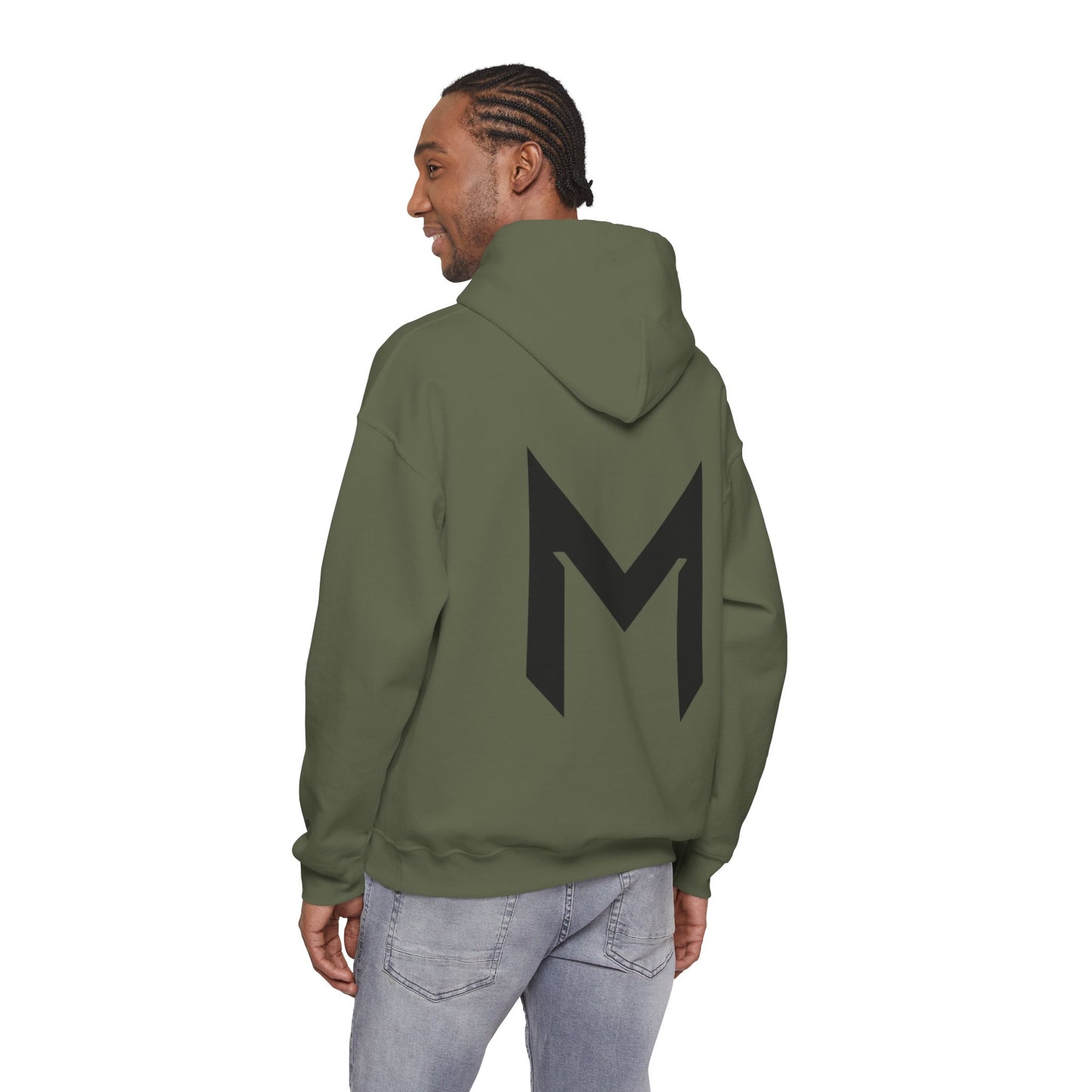 Minimal M Logo Hoodie - Modern Monogram Streetwear Pullover