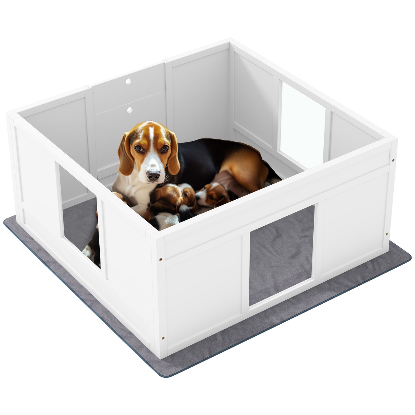 PawHut Dog Whelping Box with Whelping Pad, Adjustable Entrance