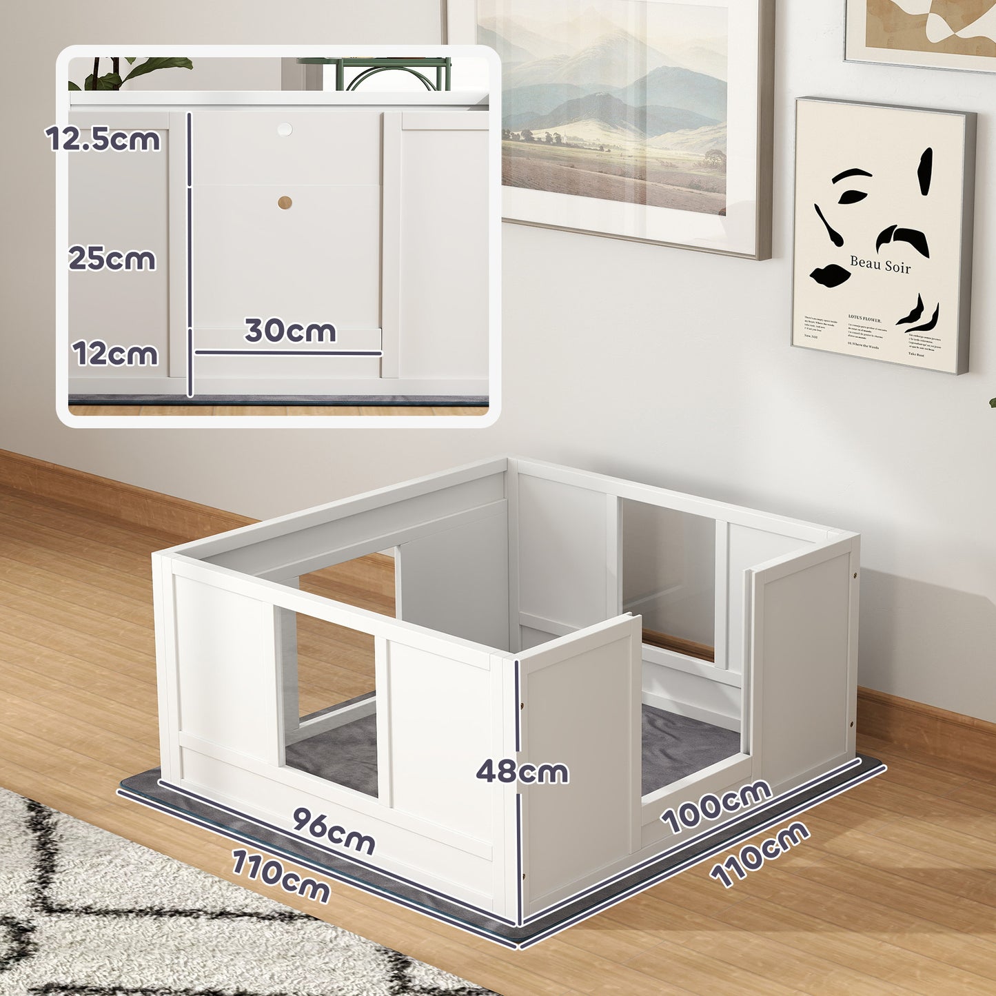 PawHut Dog Whelping Box with Whelping Pad, Adjustable Entrance