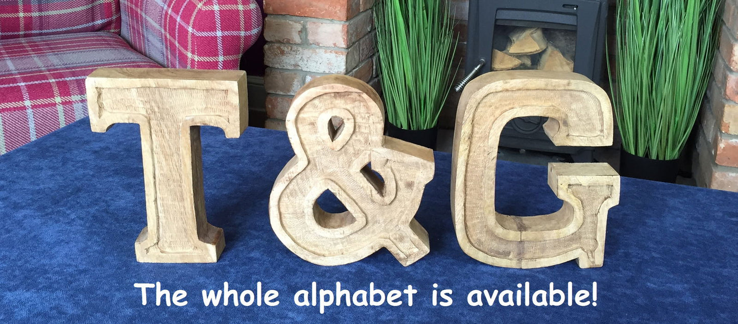 Hand Carved Wooden Embossed Letter I