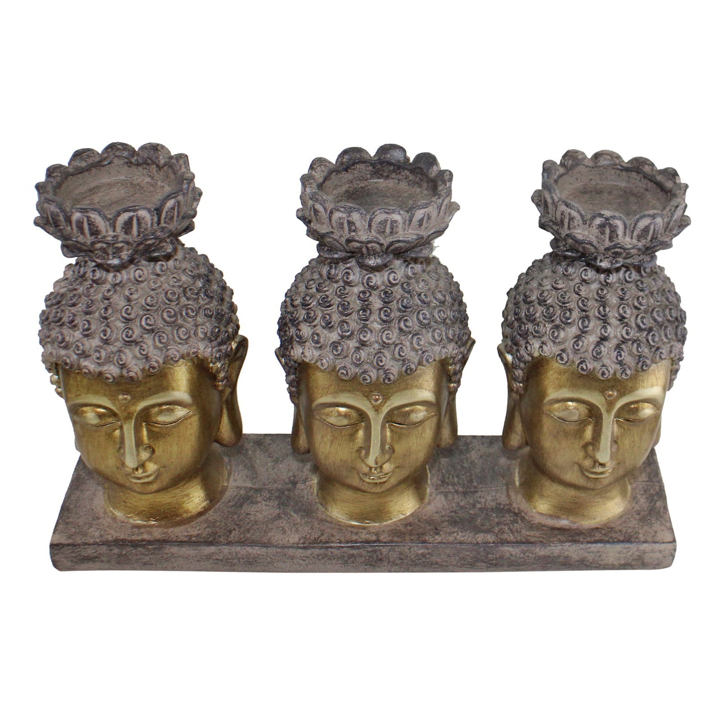 Triple Candle Holder, Buddha Design