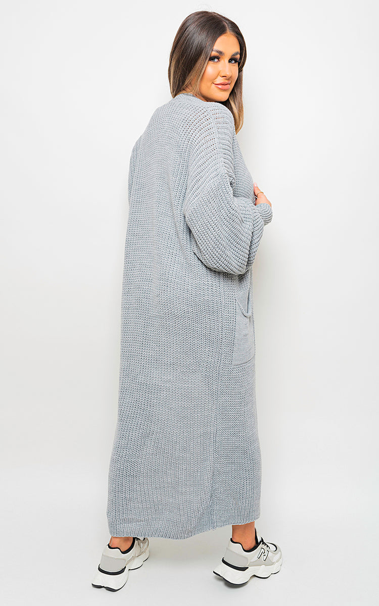 Chunky Knitted Balloon Sleeve Long Maxi Cardigan