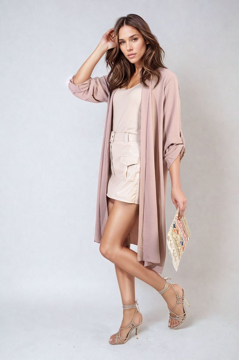 Open Front Knitted Long Cardigan