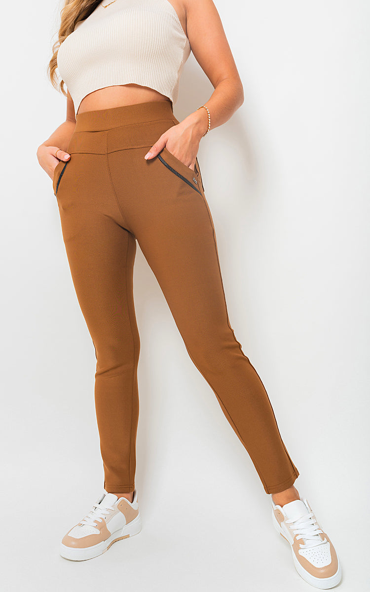 High Waist Double Band Pocket Leggings