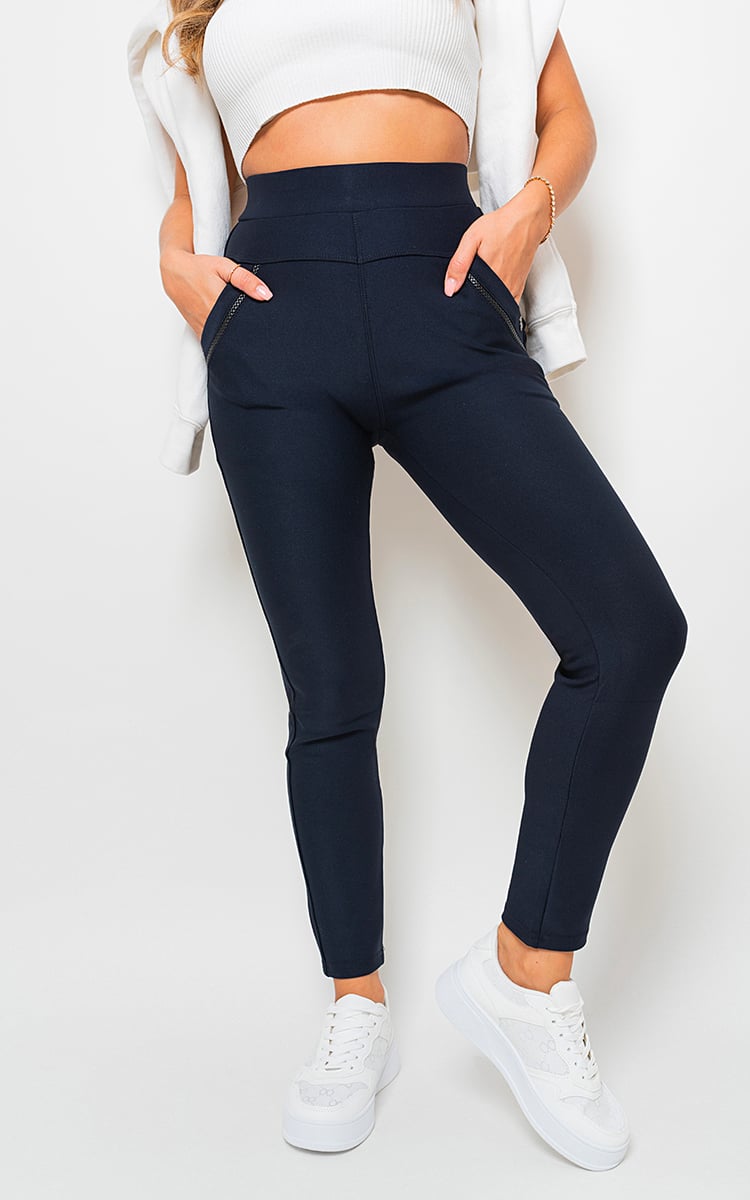 High Waist Double Band Pocket Leggings