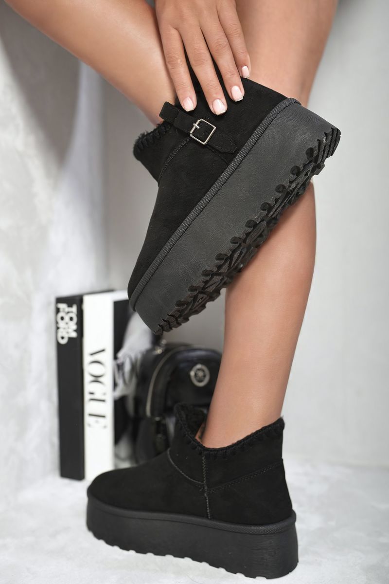 Fur-lined Platform Ankle Boots