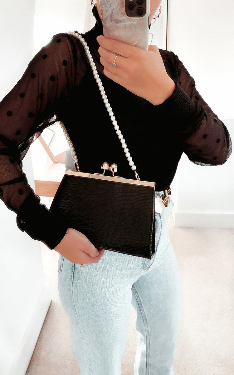 Croc Print Shoulder Bag