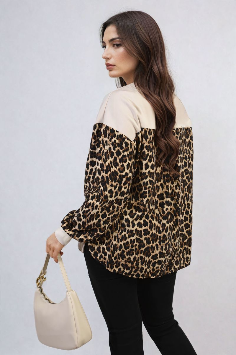 Leopard Print Long Sleeve Knitted Jumper