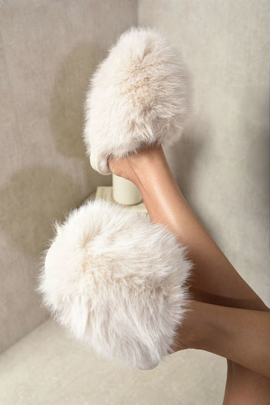 Fluffy Faux Fur Winter Sandals