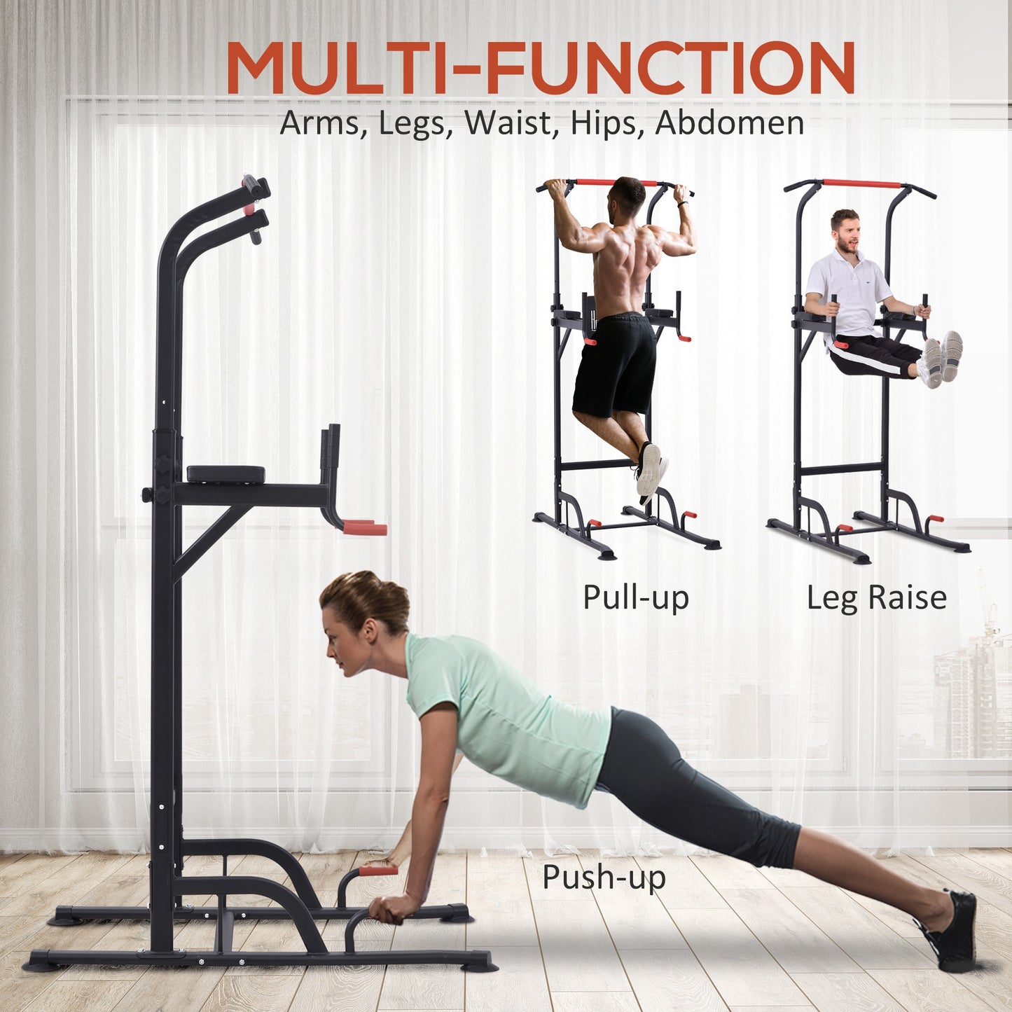 Power Tower Station Pull Up Bar for Home Gym Workout Equipment HOMCOM